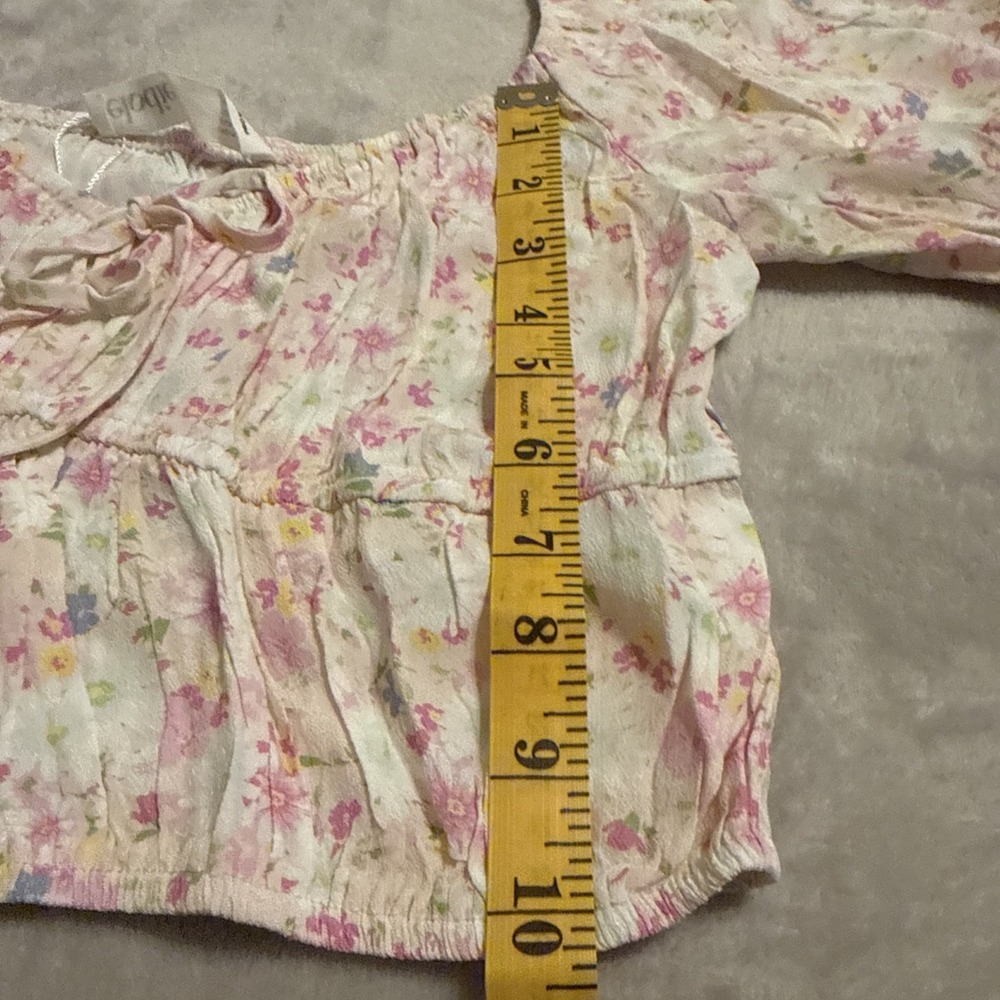 Anthropologie Elodie Pink and White Floral Crop Size M New Cottagecore Coquette - Picture 4 of 8